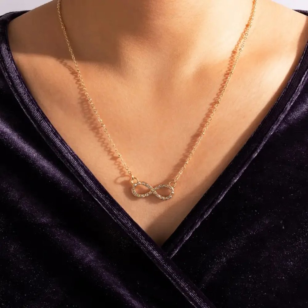 Gold Crystal Infinity Sign Necklace